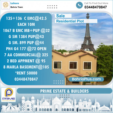Residential Plot for Sale in Bahria Town, Lahore - (BP-126396)