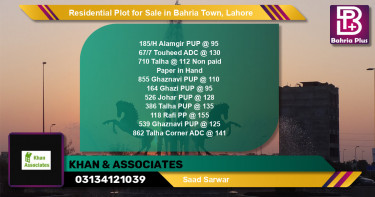 Residential Plot for Sale in Bahria Town, Lahore - (BP-126484)