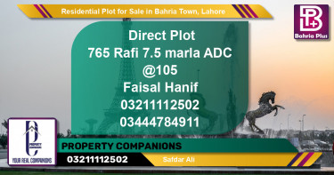 Residential Plot for Sale in Sector E - Rafi Block -  Bahria Town, Lahore - (BP-126525)