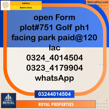Residential Plot for Sale in Bahria Town, Lahore - (BP-126553)