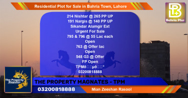 Residential Plot for Sale in Bahria Town, Lahore - (BP-126559)