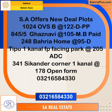 Residential Plot for Sale in Overseas B -  Bahria Town, Lahore - (BP-126605)