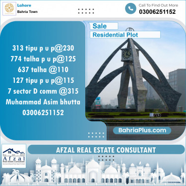 Residential Plot for Sale in Bahria Town, Lahore - (BP-126618)