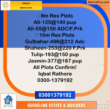 Residential Plot for Sale in Bahria Town, Lahore - (BP-126648)