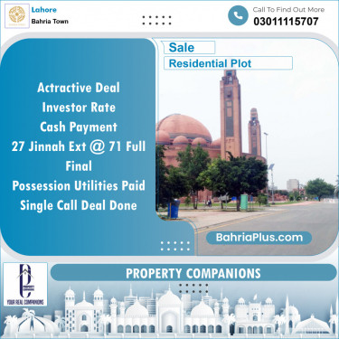 Residential Plot for Sale in Bahria Town, Lahore - (BP-126670)