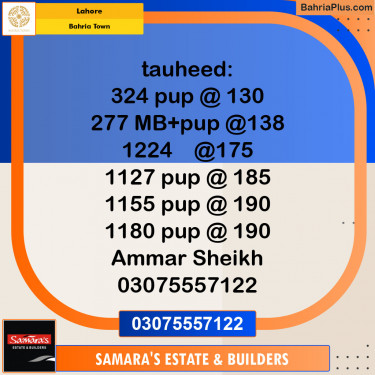 Residential Plot for Sale in Sector F - Tauheed Block -  Bahria Town, Lahore - (BP-126677)