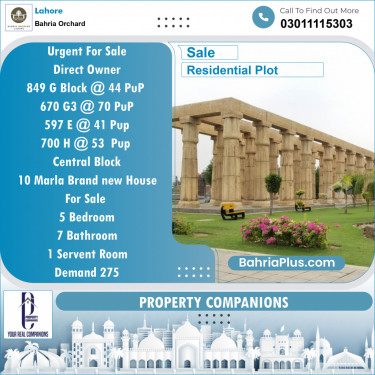Residential Plot for Sale in Bahria Orchard, Lahore - (BP-126694)