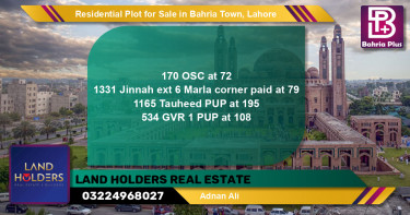 Residential Plot for Sale in Bahria Town, Lahore - (BP-126862)