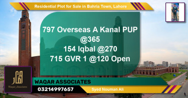 Residential Plot for Sale in Bahria Town, Lahore - (BP-126944)