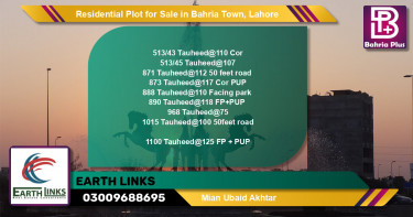 Residential Plot for Sale in Sector F - Tauheed Block -  Bahria Town, Lahore - (BP-126975)
