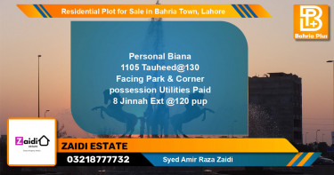 Residential Plot for Sale in Sector F - Tauheed Block -  Bahria Town, Lahore - (BP-126980)