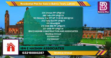 Residential Plot for Sale in Bahria Town, Lahore - (BP-126981)