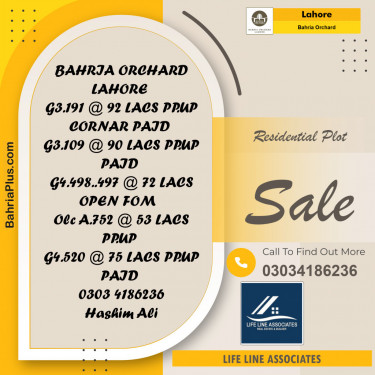Residential Plot for Sale in Bahria Orchard, Lahore - (BP-126985)