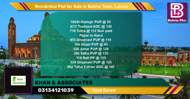 Residential Plot for Sale in Bahria Town, Lahore - (BP-126986)