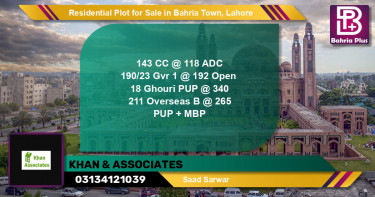 Residential Plot for Sale in Bahria Town, Lahore - (BP-126987)
