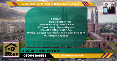 Residential Plot for Sale in Bahria Town, Lahore - (BP-127021)