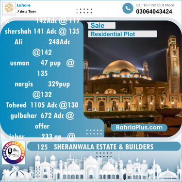 Residential Plot for Sale in Sector F - Talha Block -  Bahria Town, Lahore - (BP-127029)