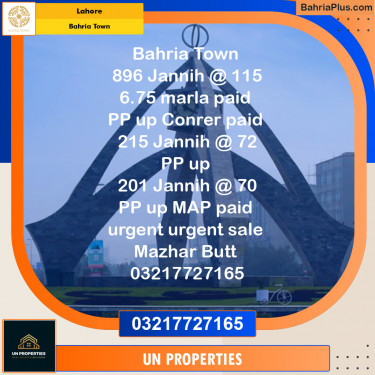 Residential Plot for Sale in Bahria Town, Lahore - (BP-127042)