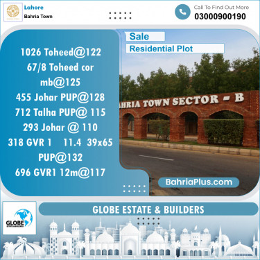 Residential Plot for Sale in Bahria Town, Lahore - (BP-127101)