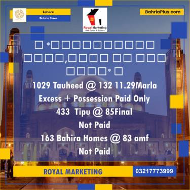 Residential Plot for Sale in Bahria Town, Lahore - (BP-127120)