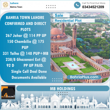 Residential Plot for Sale in Bahria Town, Lahore - (BP-127187)