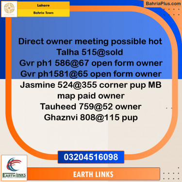 Residential Plot for Sale in Bahria Town, Lahore - (BP-127208)