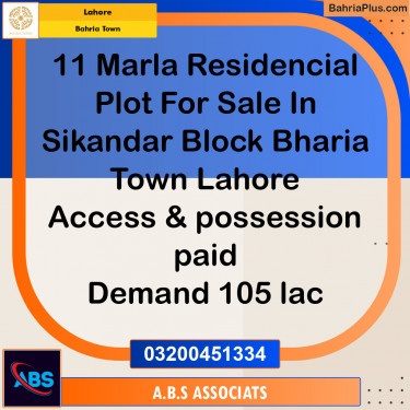 Residential Plot for Sale in Bahria Town, Lahore - (BP-127635)