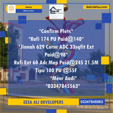 Residential Plot for Sale in Bahria Town, Lahore - (BP-127674)