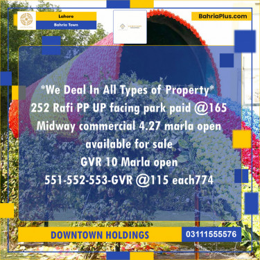 Residential Plot for Sale in Sector E - Rafi Block -  Bahria Town, Lahore - (BP-127788)