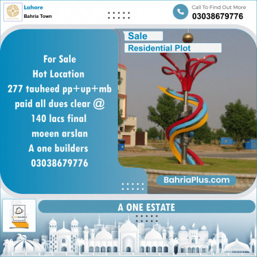 Residential Plot for Sale in Sector F - Tauheed Block -  Bahria Town, Lahore - (BP-127804)