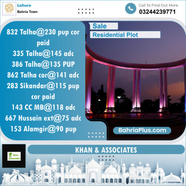 Residential Plot for Sale in Sector F - Talha Block -  Bahria Town, Lahore - (BP-127952)
