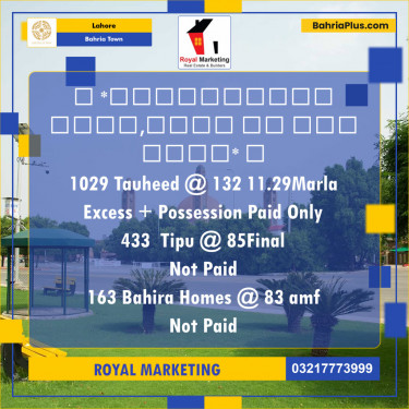 Residential Plot for Sale in Sector F - Tauheed Block -  Bahria Town, Lahore - (BP-127974)
