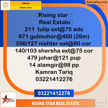 Residential Plot for Sale in Sector C - Tulip Ext. Block -  Bahria Town, Lahore - (BP-127982)
