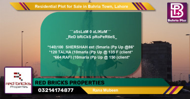 Residential Plot for Sale in Sector F - Shershah Block -  Bahria Town, Lahore - (BP-128056)