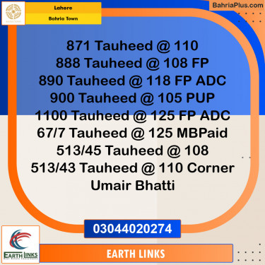 Residential Plot for Sale in Sector F - Tauheed Block -  Bahria Town, Lahore - (BP-128069)