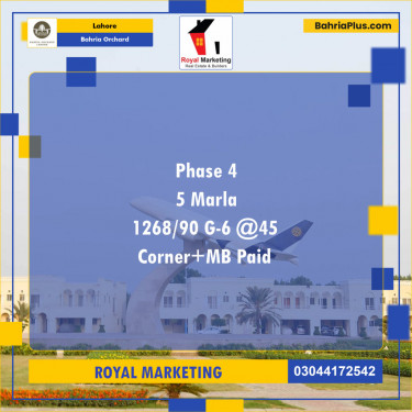 Residential Plot for Sale in Phase 4 - G6 Block -  Bahria Orchard, Lahore - (BP-128090)