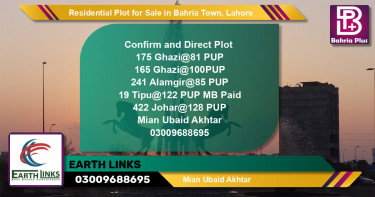 Residential Plot for Sale in Sector F - Ghazi Block -  Bahria Town, Lahore - (BP-128146)