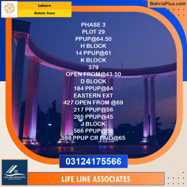 Residential Plot for Sale in Golf Phase 3 -  Bahria Town, Lahore - (BP-128152)