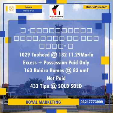 Residential Plot for Sale in Sector F - Tauheed Block -  Bahria Town, Lahore - (BP-128168)