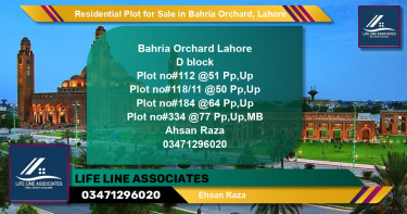 Residential Plot for Sale in Bahria Orchard, Lahore - (BP-128293)
