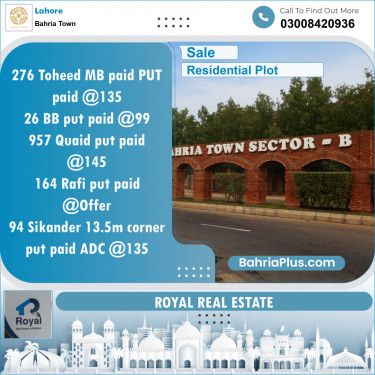 Residential Plot for Sale in Bahria Town, Lahore - (BP-128379)