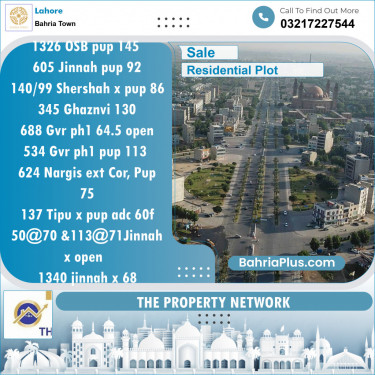 Residential Plot for Sale in Bahria Town, Lahore - (BP-128553)
