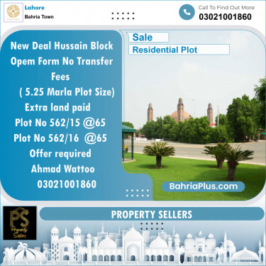 Residential Plot for Sale in Bahria Town, Lahore - (BP-128590)