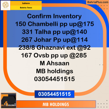 Residential Plot for Sale in Bahria Town, Lahore - (BP-128733)