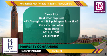 Residential Plot for Sale in Sector F - Alamgir Block -  Bahria Town, Lahore - (BP-128917)