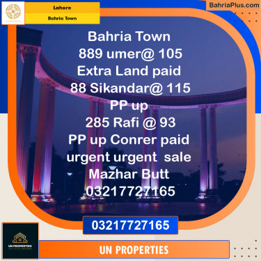 Residential Plot for Sale in Sector B - Umer Block -  Bahria Town, Lahore - (BP-128972)