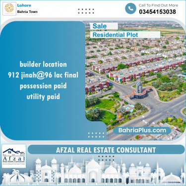 Residential Plot for Sale in Sector E - Jinnah Block -  Bahria Town, Lahore - (BP-129049)
