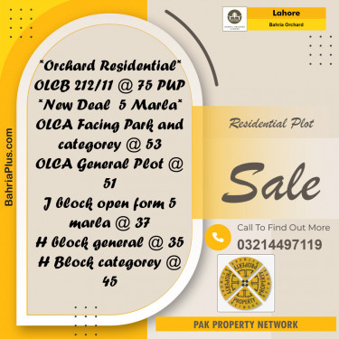 Residential Plot for Sale in OLC-B Block -  Bahria Orchard, Lahore - (BP-129213)