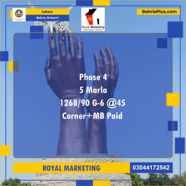 Residential Plot for Sale in Phase 4 - G6 Block -  Bahria Orchard, Lahore - (BP-129277)