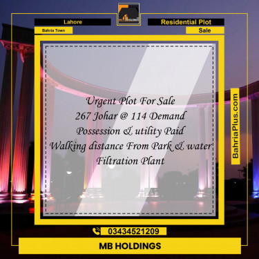 Residential Plot for Sale in Bahria Town, Lahore - (BP-129311)